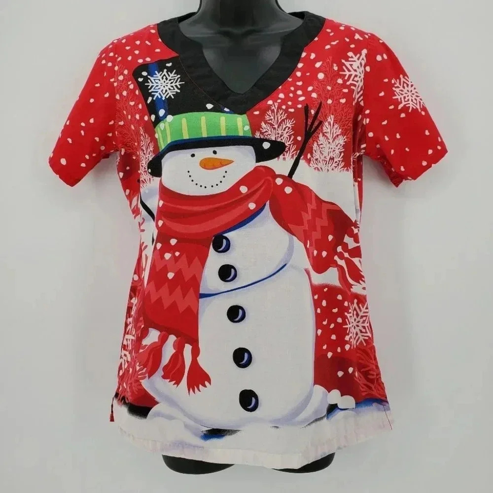 Uniform Advantage Snowman Scrub Top Size XS